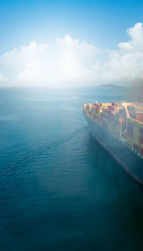 Container vessel at sea