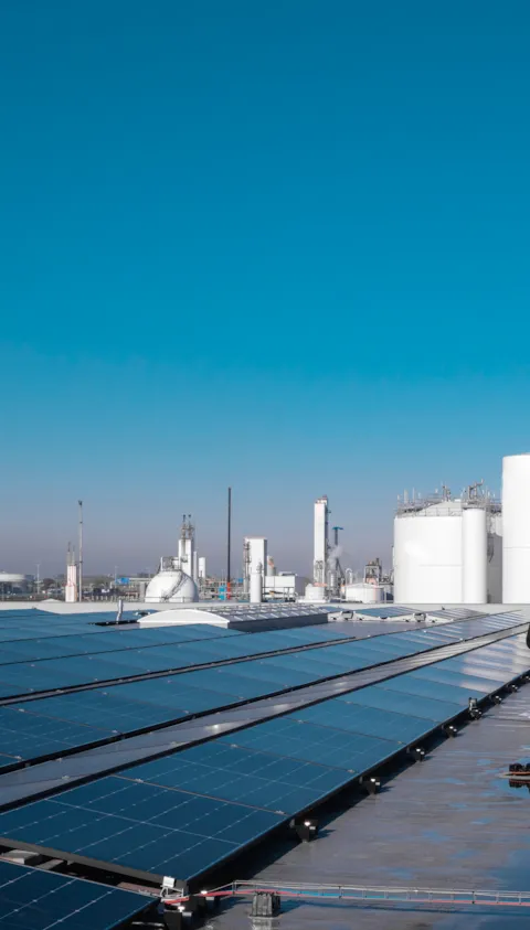 Two workers on a solar plant